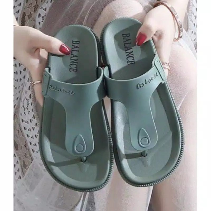 (COD) Sandal Jepit Karet Jelly Import Wanita Balance 1607-K2