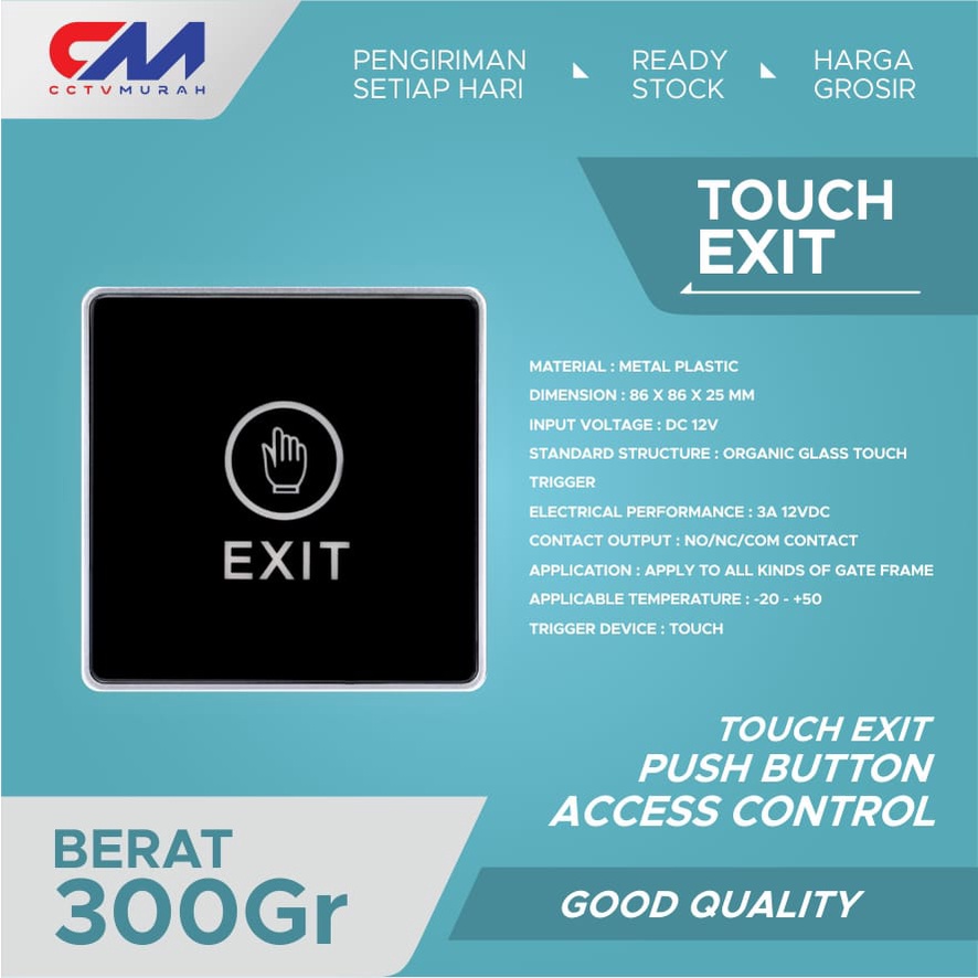 Contactless Exit Button Touchscreen || Type EX-EX666 || Plastic || Access Control Door Button