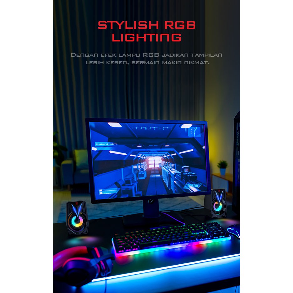 Speaker GAMEN GS1 Laptop/PC/Gaming Soundbar Super Bass Portable RGB Lighting - Garansi 1 Tahun