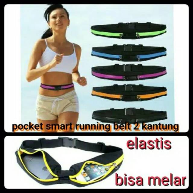 Tas Lari / Tas Olahraga / Tas Sepeda / Pocket Smart Belt 2 Kantung Running Sport Elastic