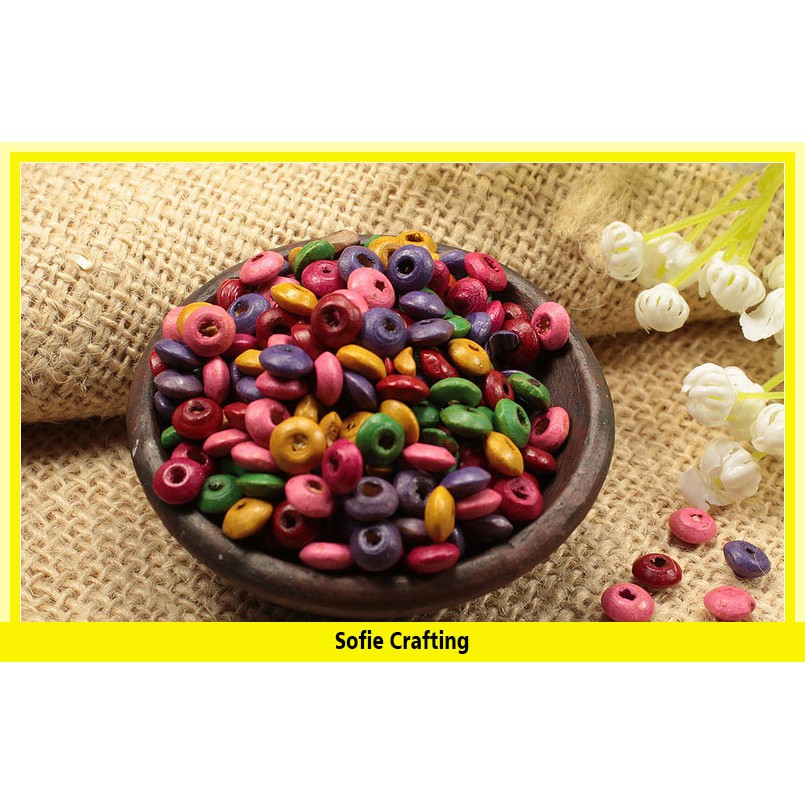 20 Gram Manik Kayu Bulat Pipih 7 mm KY-02 Sofie Crafting
