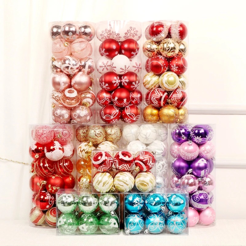 [Christmas Home Decoration Products] [24 Pcs Christmas decoration ball ][Red Gold Color Painted Ball Decoration Christmas Tree Pendant] [Xmas Home Decor Accessories]