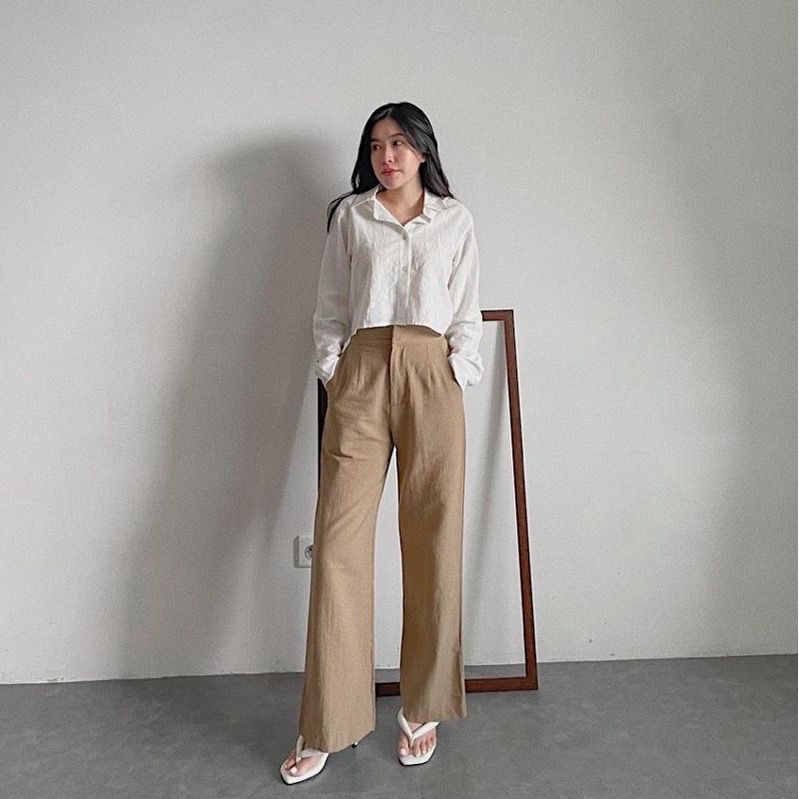 1KG MUAT 4PCS | WIDE LEG CULLOTES CELANA PANJANG HIGHWAIST LINEN HITS OOTD SELEBGRAM FASHION WANITA TERMURAH