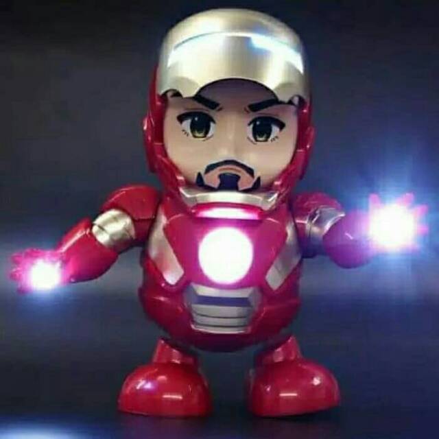 Mainan Robot Joget Dance Hero Iron Man - Super Hero Ironman LED Light Dancing Mainan Robot Goyang