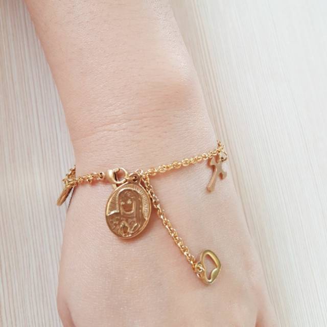 Gelang fashion rosario titanium gold antikarat K05