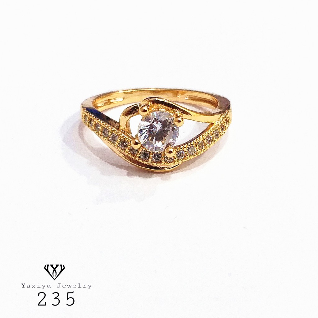 

Cincin Wanita Permata Zircon Perhiasan Lapis Emas 18K Yaxiya Jewelry 235