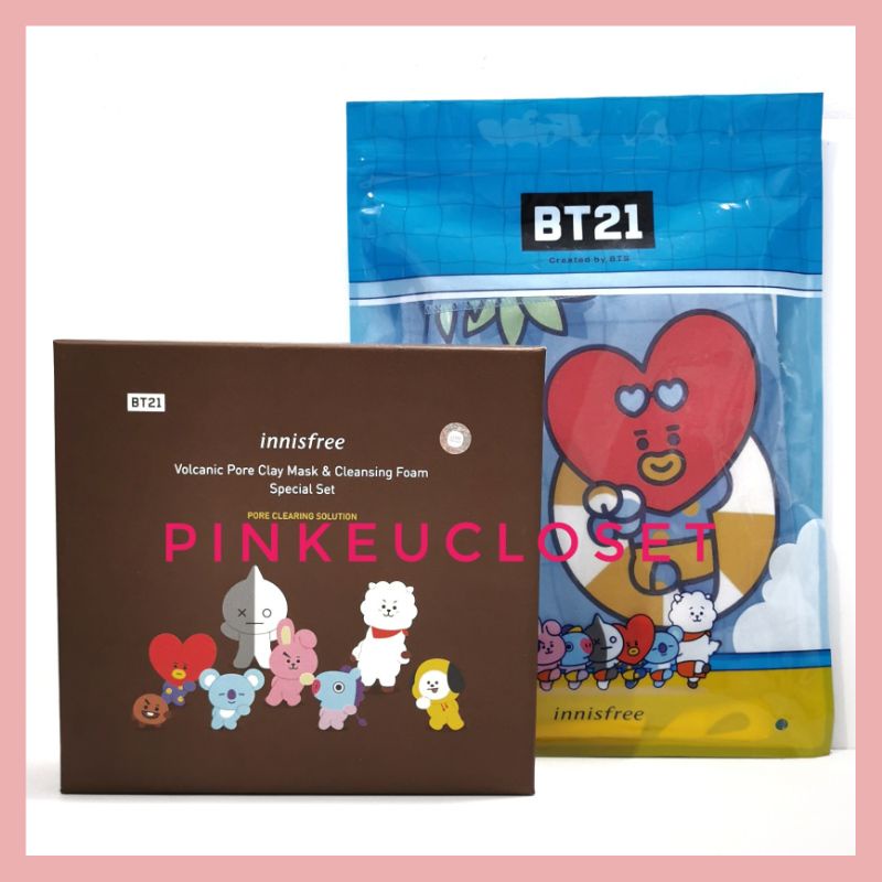 [READY] BT21 INNISFREE BEACH TOWEL SLOGAN TATA + BOX ONLY