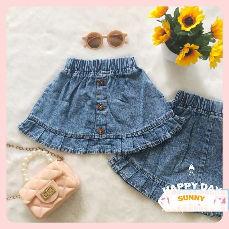 ROK JEANS PENDEK ANAK REMPEL USIA 1-7 TAHUN