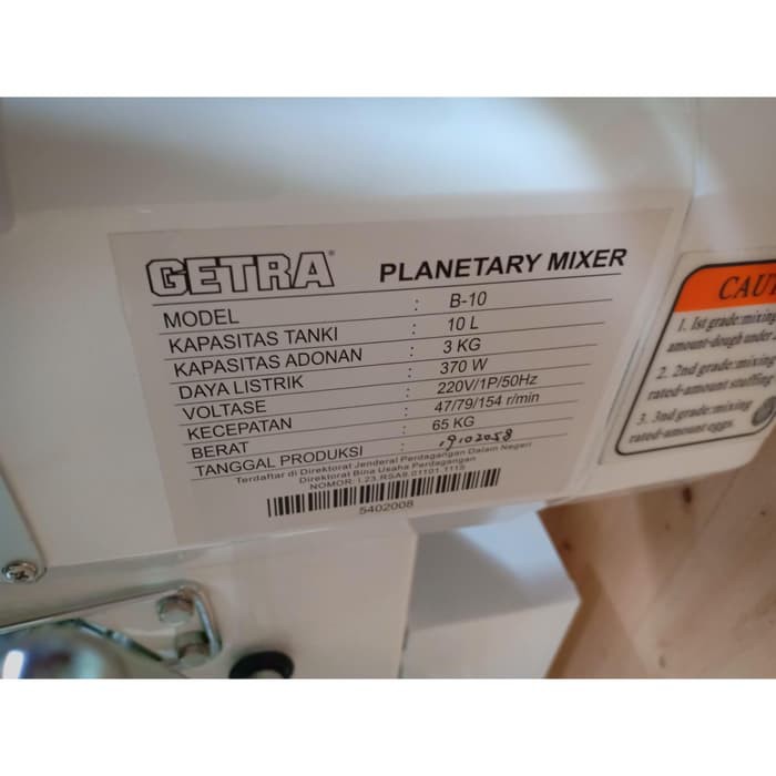 Planetary mixer roti 10 liter / 3 kg GETRA B 10