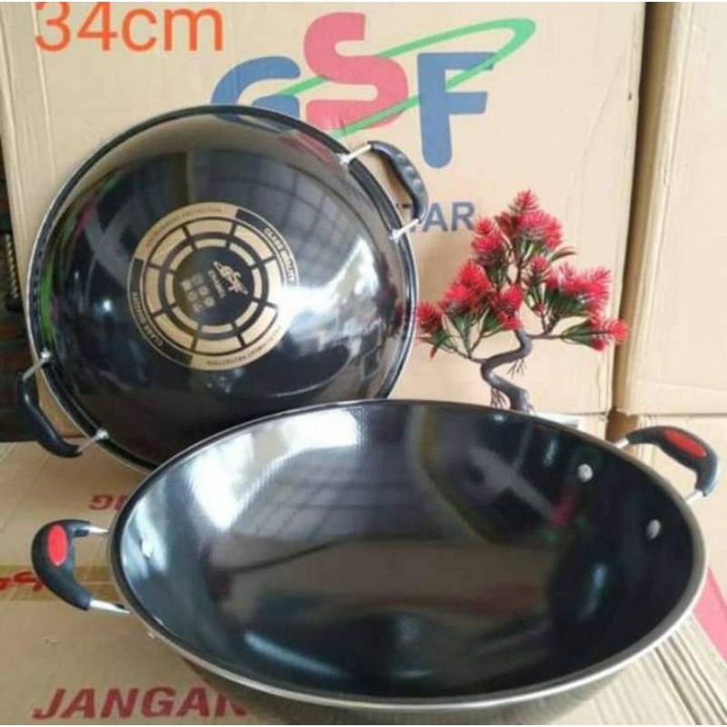 Wajan enamel kuping uk 34cm merk GSF panci goreng penggorengan anti lengket