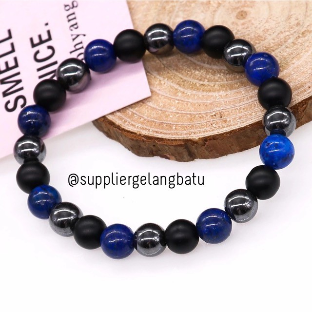 gelang batu lapiz lazuli blackstone onyx korean style sehat