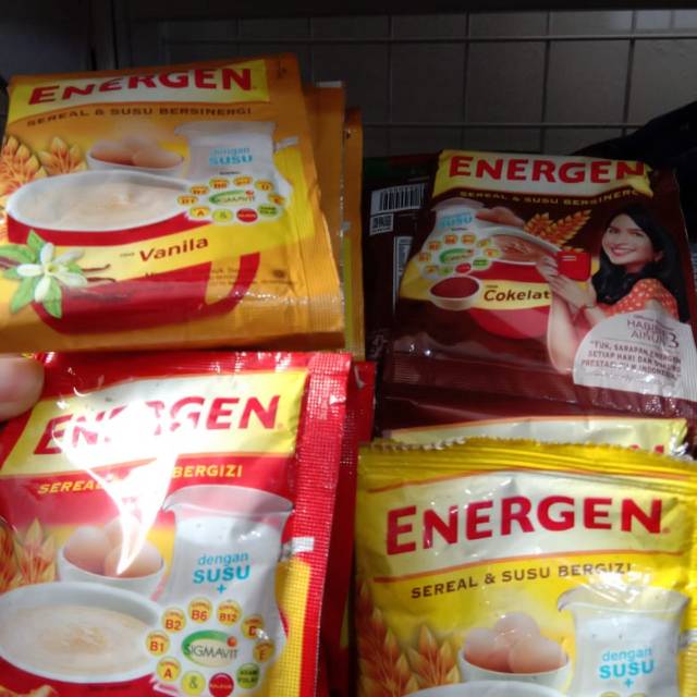 

Energen: Vanila/ Coklat/ Jahe / Jagung. Sachet Ecer