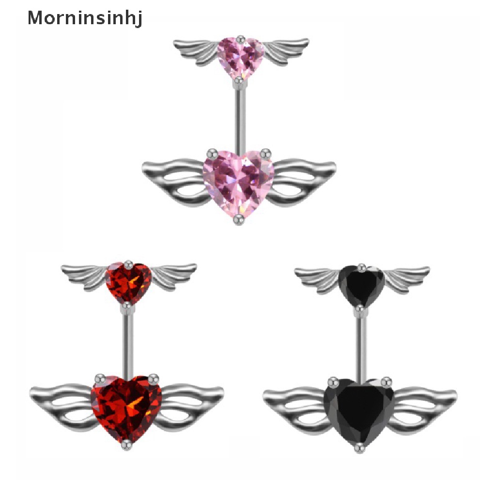 Mornin Cincin Pusar Untuk Wanita Perhiasan Tindik Pusar Malaikat Kuku Berbentuk Hati Cincin Pusar Stainless Steel Navel Ring Piercing Belly Bar Body Jewelry id