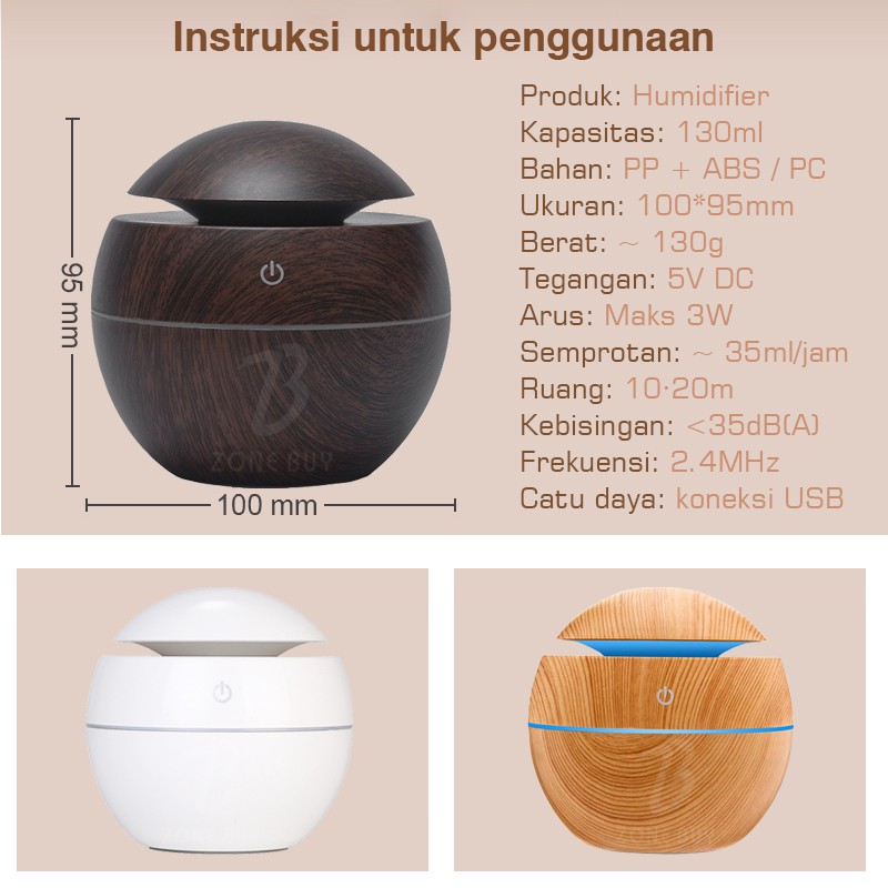 100% ORI Humidifier Diffuser Aroma Diffuser 130ML Oil Diffuser Aroma Terapi Pengharum Ruangan