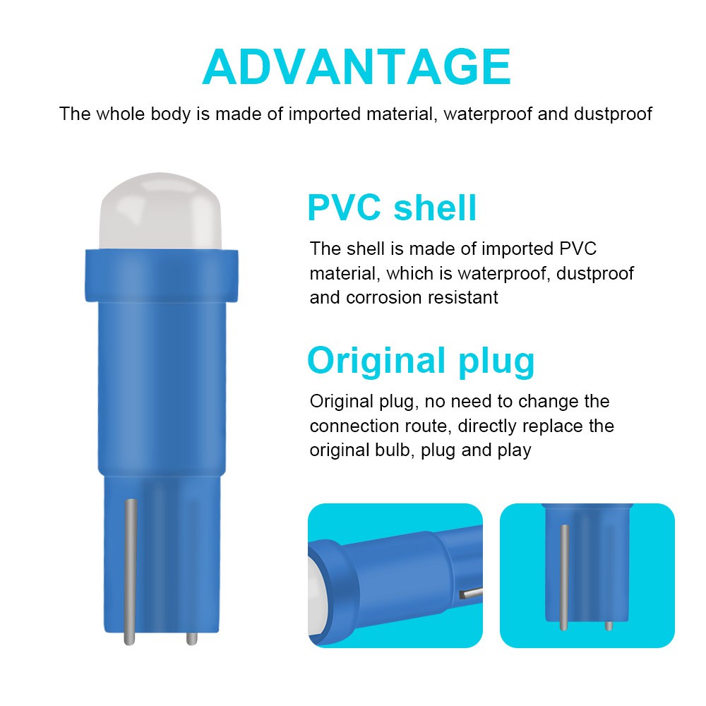 T5 COB LED Ceramic Dashboard Gauge Instrument Ceramic Car Auto Side Wedge Light Lamp Bulb Super Bright Red Green Yellow Blue 12V