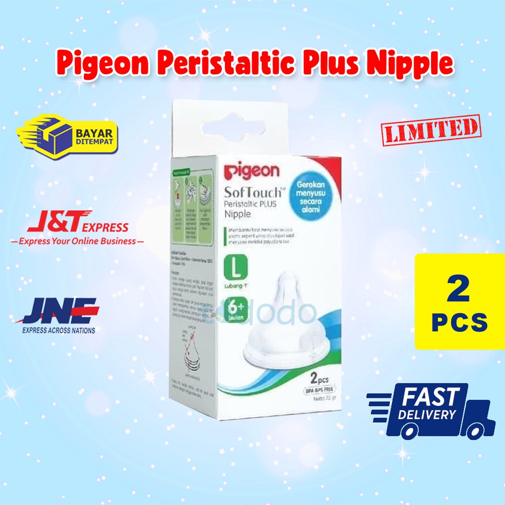 Pigeon Peristaltic Plus Nipple 2 Box - Nipple Dot Bayi L