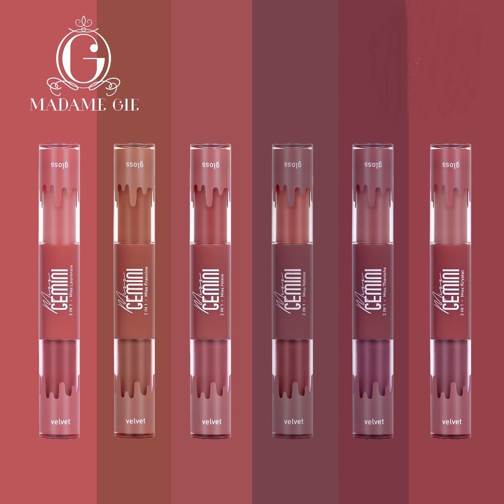 DOMMO - D8059 Madame Gie Miss Gemini 2 in 1 Gloss n Velvet - Make Up Lipstick