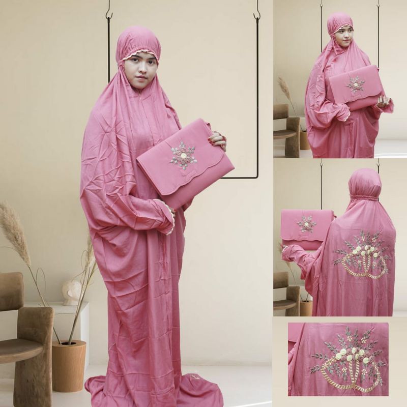 DISKON Mukena Terusan bordir simple Cantik tazbiya