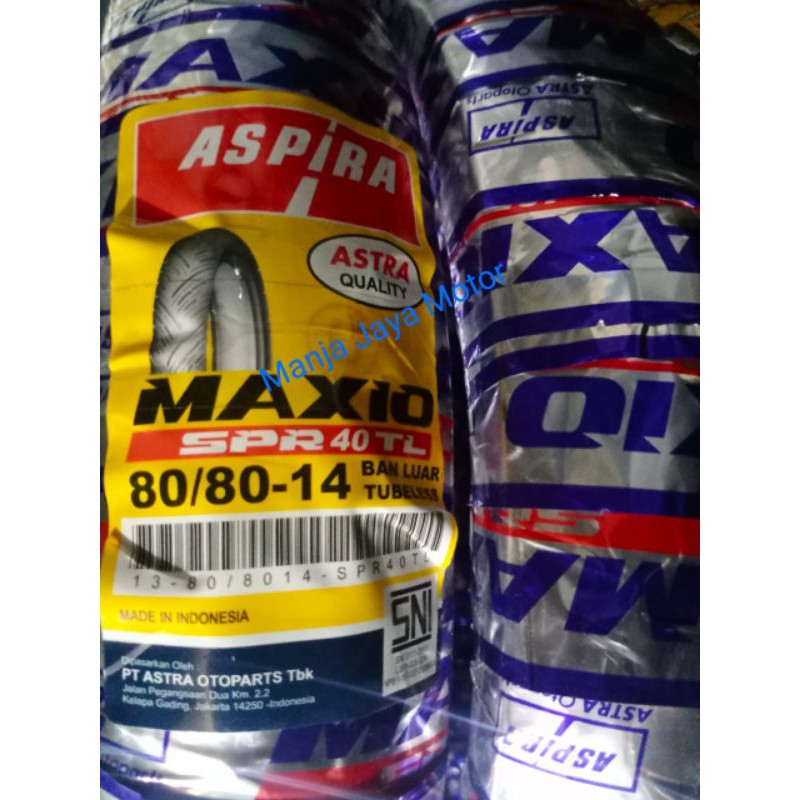 Ban tubeless maxio SPR TL 40 ukuran 80/80-14 for Beat/Beat F1/ESP/Street/Pop/ Vario/110/125/150/Mio