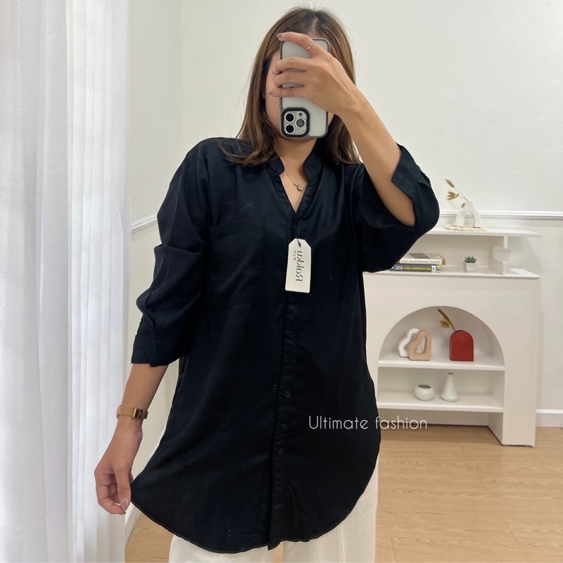 Kemeja Oversize 222 Rayon Twill Import / Atasan Wanita / Blouse / Outer Korea Kekinian Terbaru Rakku