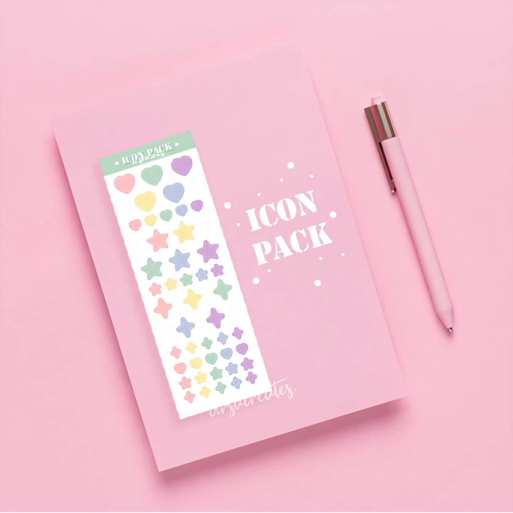 

[Icon Pack] Stiker Deco Hati Bintang Sparkle Warna Pastel