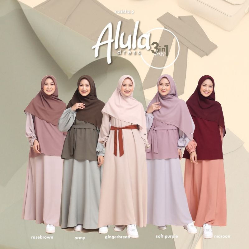 NAISHA OFFICIAL - Alula dress naisha | dress 3 in 1 READY Dress overall | dress premium | dress tali / alula dress / gamis tali gamis terlaris dress dress promo gamis overall vest rompi gamis naisha gamis lebaran | baju lebaran | gamis idul fitri