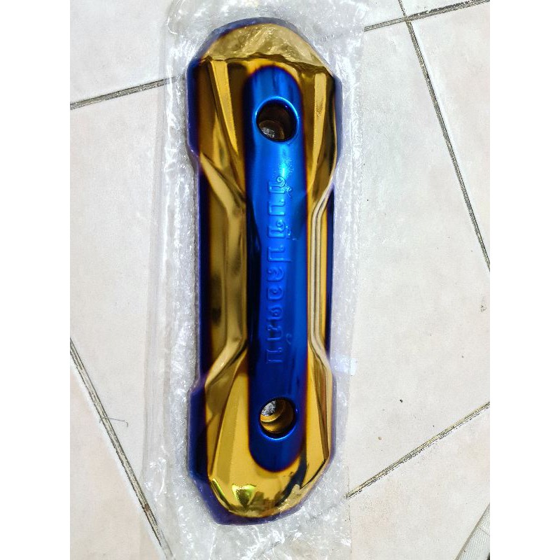 tutup knalpot zoomer honda tulisan thailand timbul gold blue bahan tebal