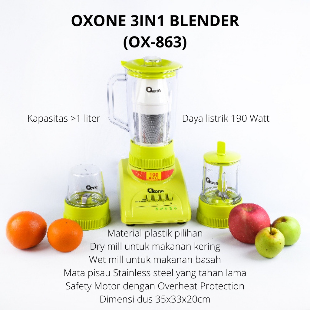 OXONE OX-863 BLENDER 3IN1 BLENDER OXONE BLENDER PLASTIK OXONE BLENDER PLASTIK BLENDER OXONE