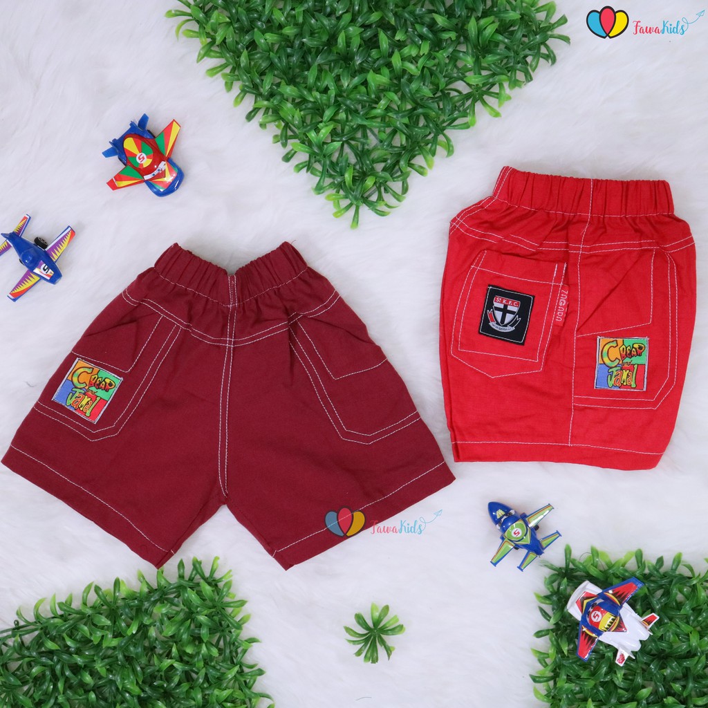 Celana Fairuz Uk 1-2 Tahun / Celana Pendek Harian Anak Laki Kolor Pants Cowok Kantong Polos Bawahan