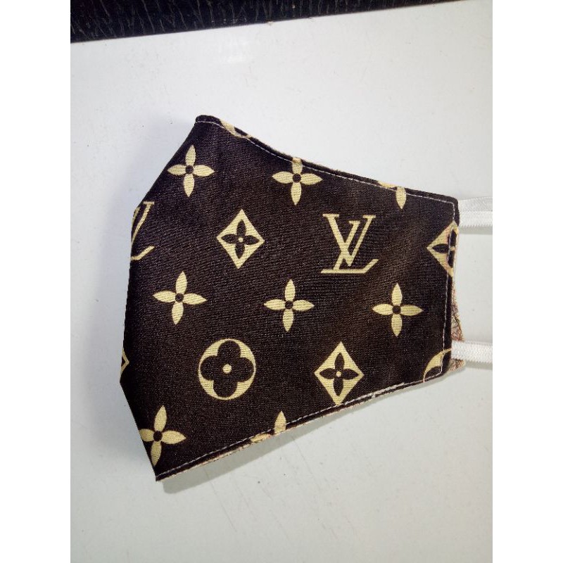 Masker Dewasa Motif LV - Masker Kain 2 ply - earloop/headloop -hijab