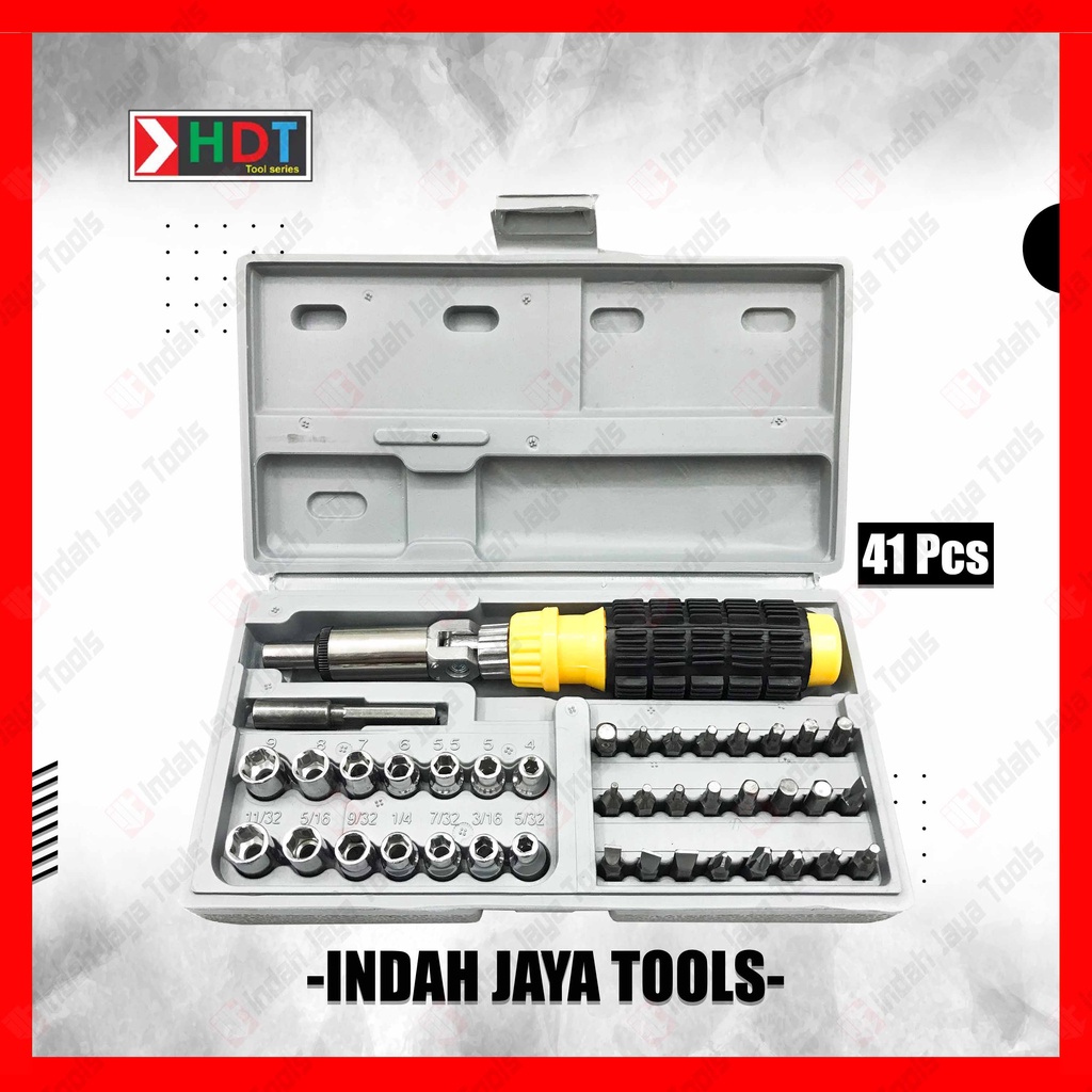 HDT Obeng 41Pcs Socket Set Rachet 41 Pc Sok Set Screwdriver