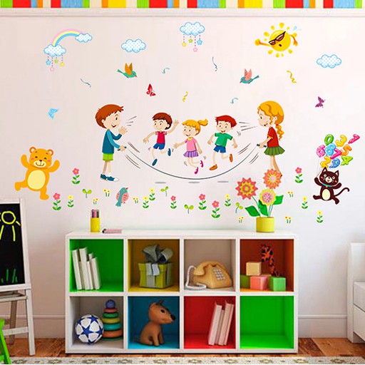 Reliza Wall Sticker Lompat Tali Anak Bermain Study Stiker Dinding LDR 7195