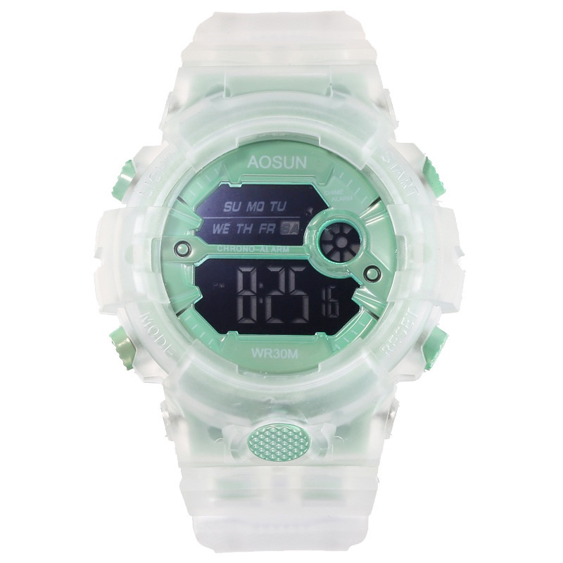 Watchyou Jam Tangan Wanita Ins Unicorn Sports Electronic Waterproof Matcha Transparent Watches