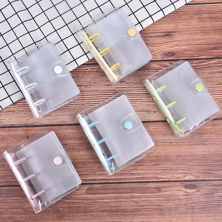 Creative Cute Transparent 3 Ring Mini Loose-leaf Hand Book Student Portable Notebook Ring Binder Kawaii School Supplies