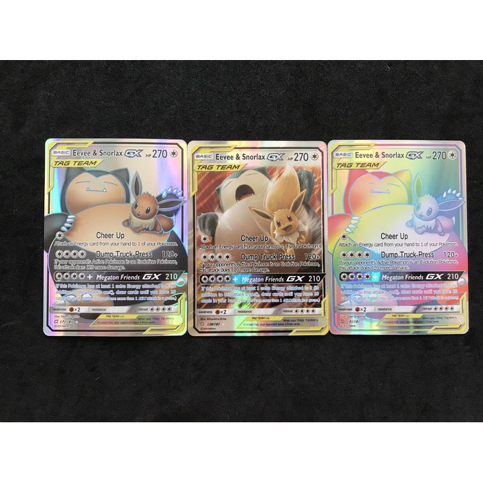 Kartu Pokemon TCG Sun&Moon Tag Team Eevee & Snorlax GX (3 kartu)