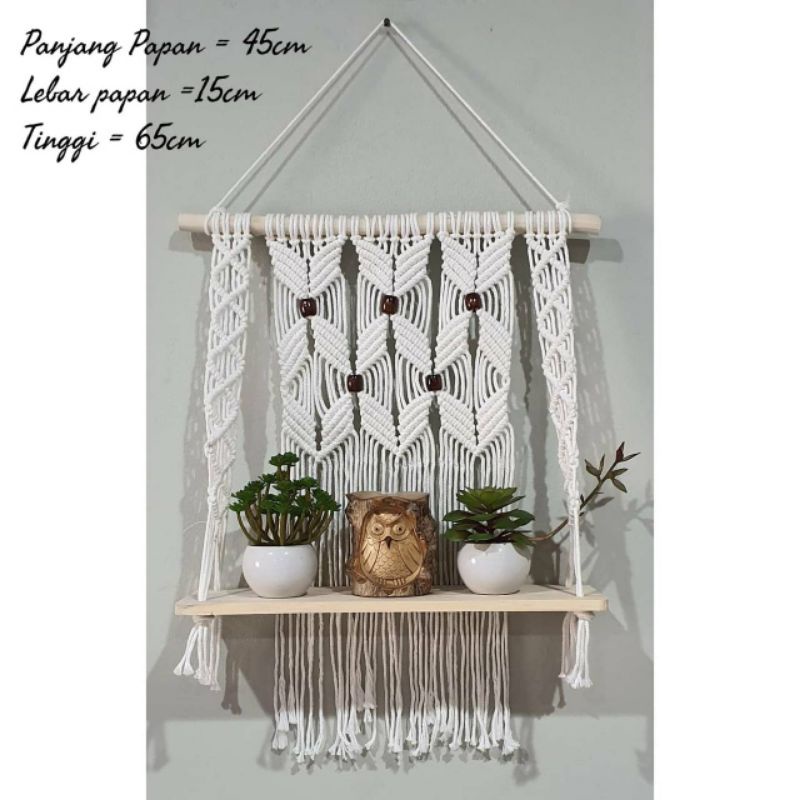 macrame ambalan kayu rak dinding home decor dekorasi hiasan dinding wall decor