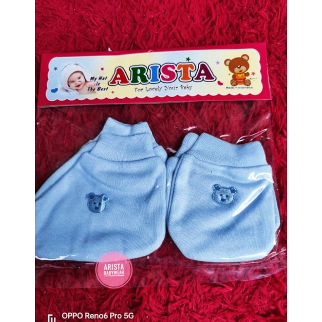 SET sarung tangan+kaki bayi fullwarna polos pergelangan RIB