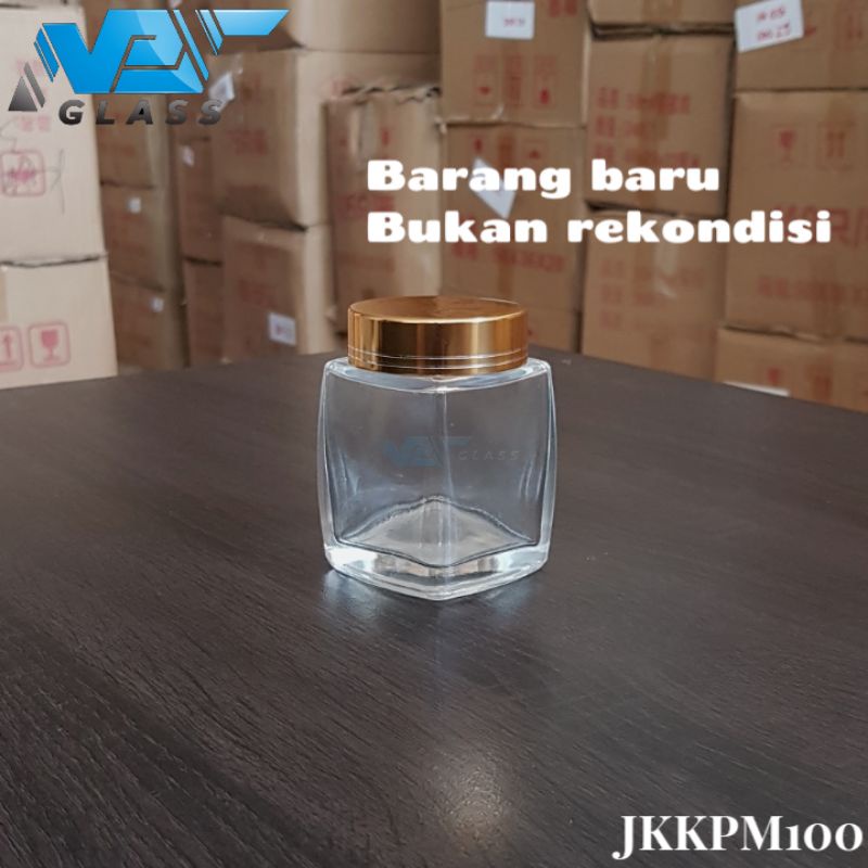 JKKPM100 jar kaca square 100ml / toples kaca kotak 100ml / jar madu 100ml