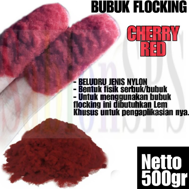 BUBUK FLOCKING NILON SABLON MERAH CHERRY BLUDRU SERBUK NYLON 500gr