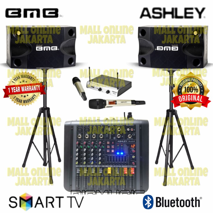 Paket karaoke bmb 8 inch Power mixer ashley Original sound system set