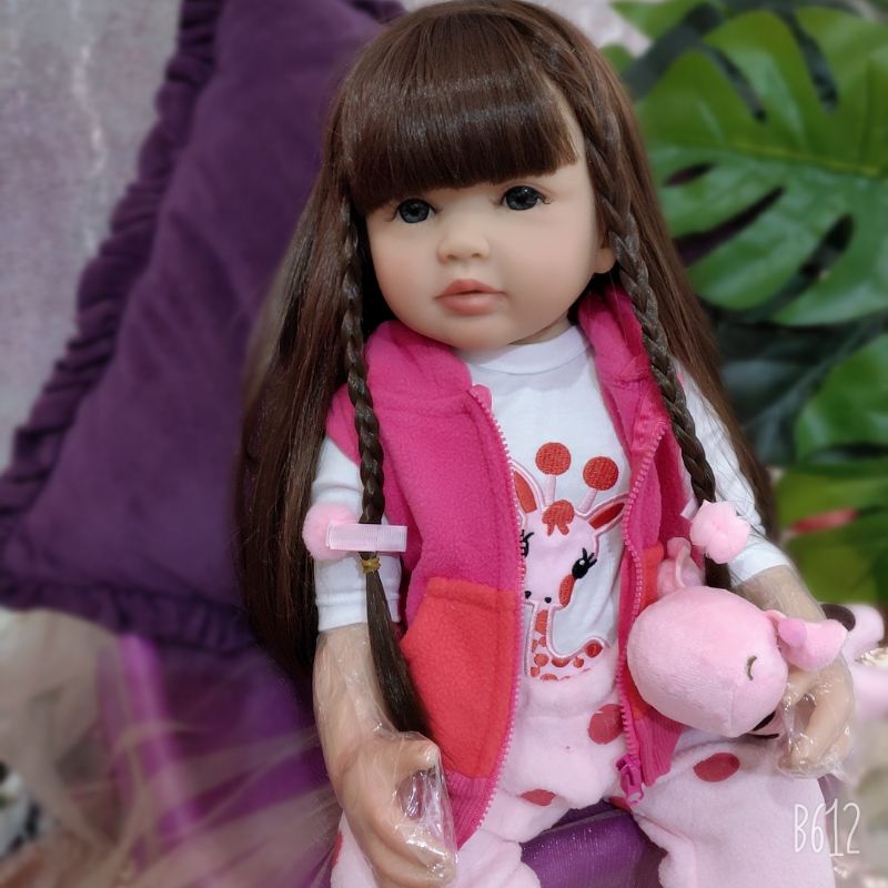 Boneka Reborn Bayi Cewek Premium Full Silikon Bisa Mandi 55 cm Premium