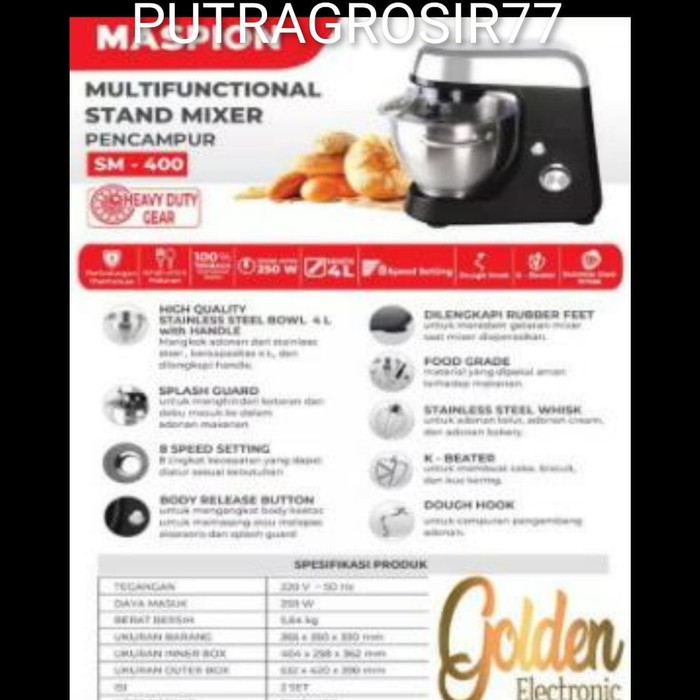 MASPION Stand Mixer 4Liter Speed 8 250 Watt SM-400
