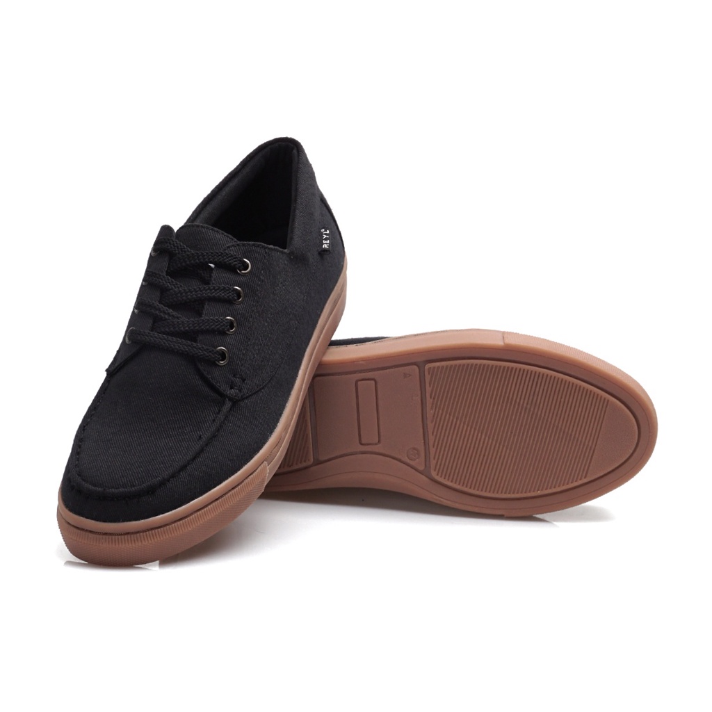 JAMS BLACK GUM ORIGINAL x REYL MAN Sepatu Sneakers Hitam Pria Kets Tali Casual Jalan Santai Hangout Kondangan Kuliah Sekolah Simple Sporty Fashion Premium Canvas Men Skate Footwear Big Size Jumbo Ukuran Besar 44 Distro Bandung Keren Murah Terbaru Branded