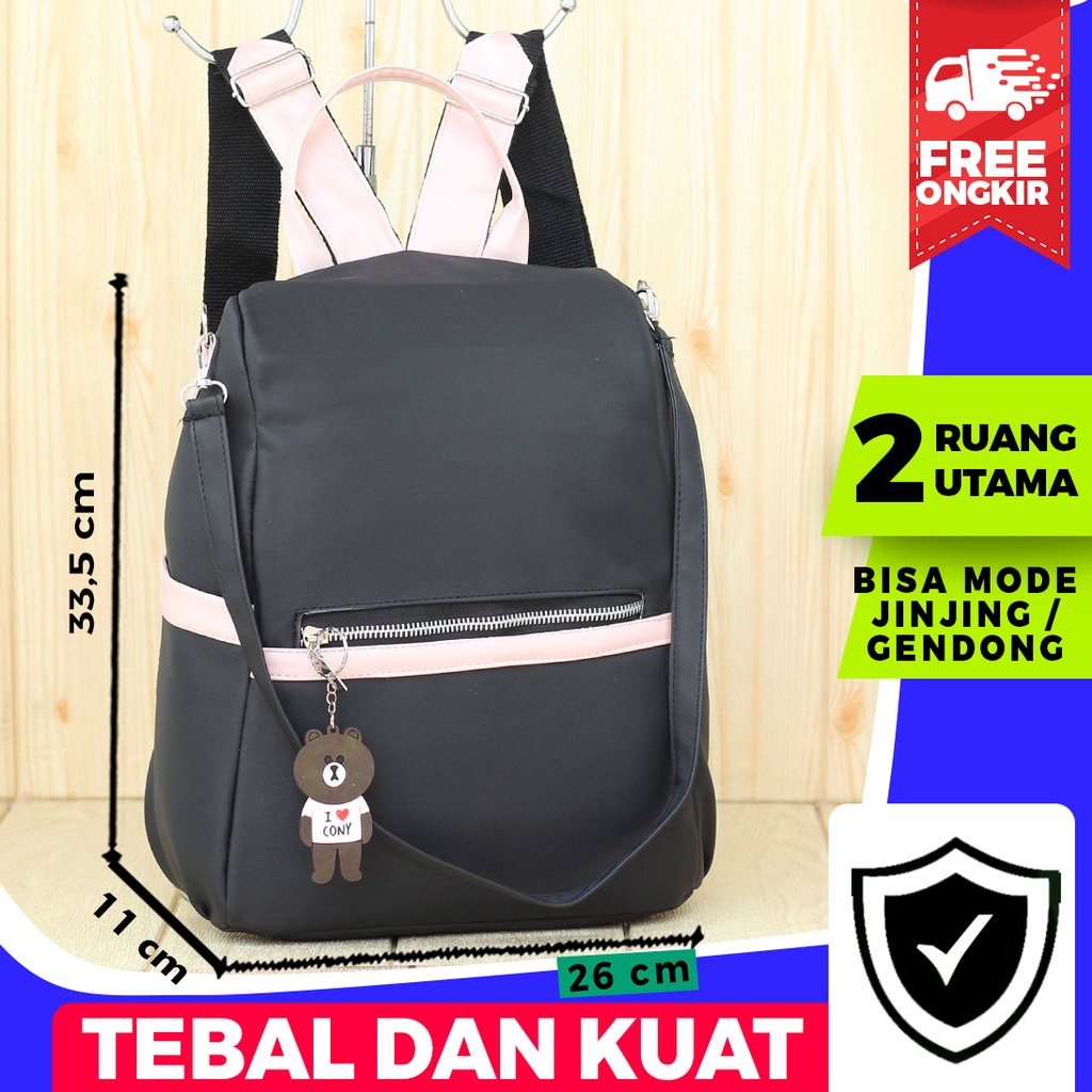 Backpack Wanita Ulvara Hitam Tas Ransel Punggung Cewe Stylish Keren Terbaru Termurah Hangout Fashion