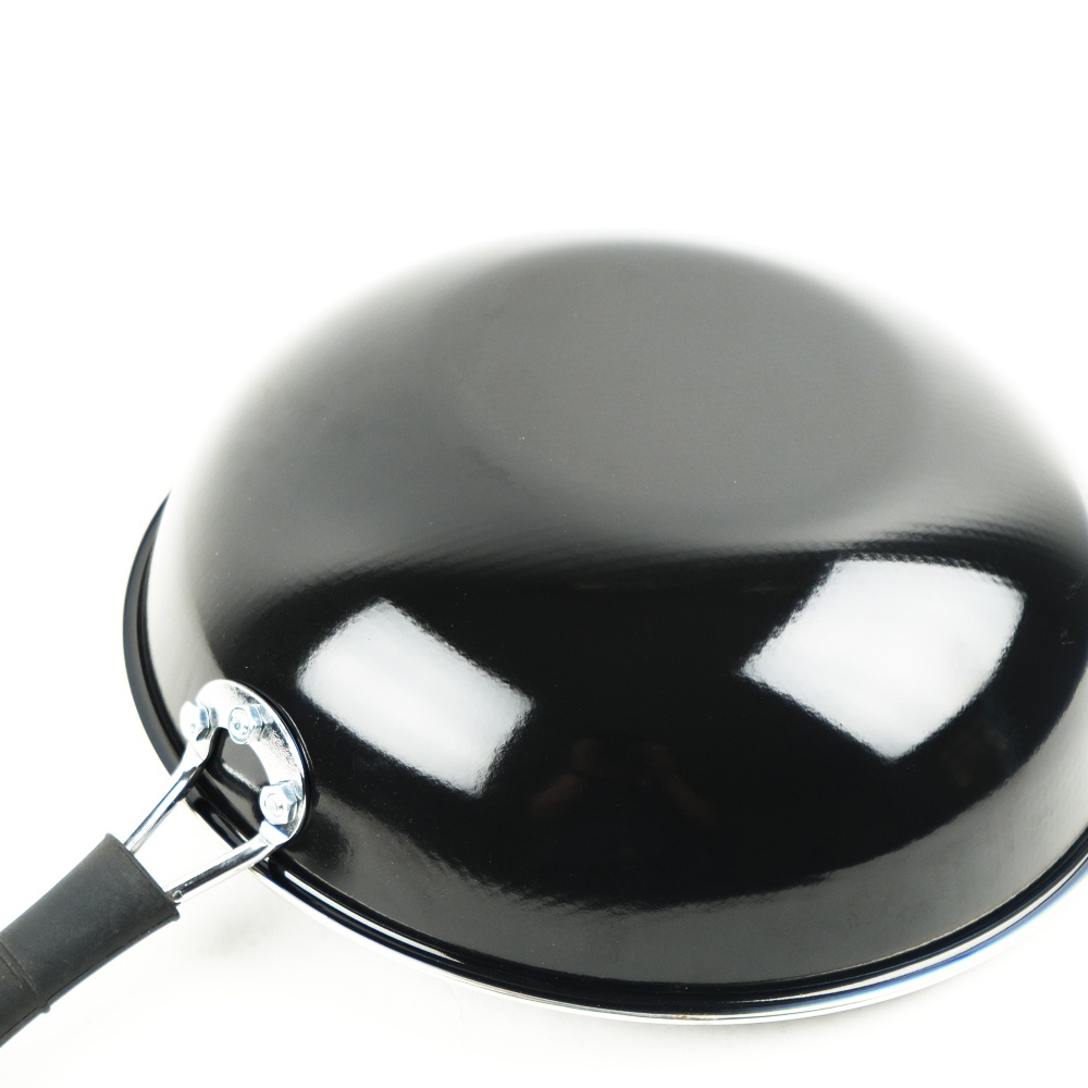 FM - Wajan Cekung Enamel Hitam Gagang 34 cm /  Penggorengan Anti Lengket