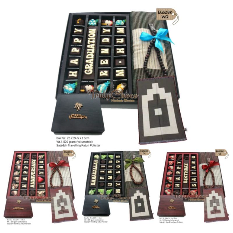 

kado anniversary ulang tahun dan wisuda coklat trulychoco drngan sajadah EGS28K