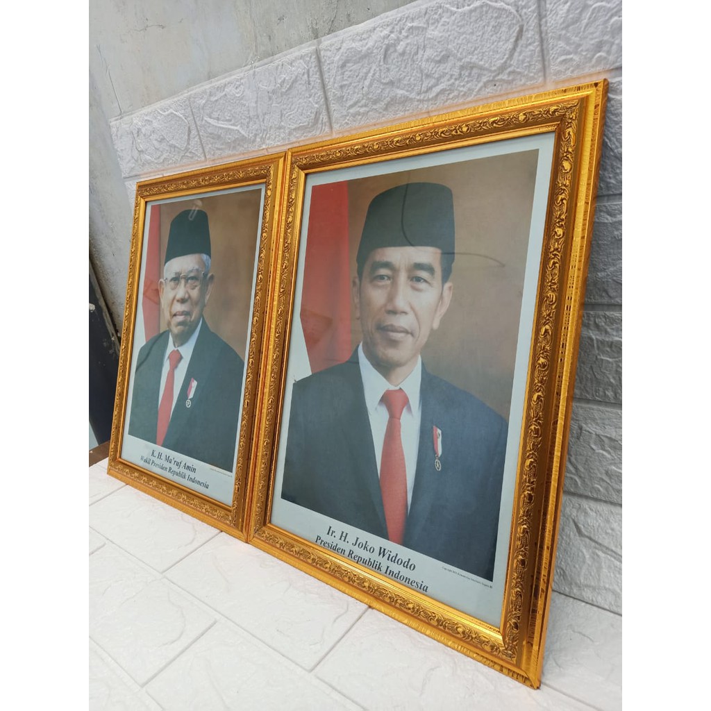 Pigura Foto Gambar Presiden Dan Wakil Hiasan Dinding Poster 1 Set Bahan Polyframe Fiber PRES DAN WAPRES