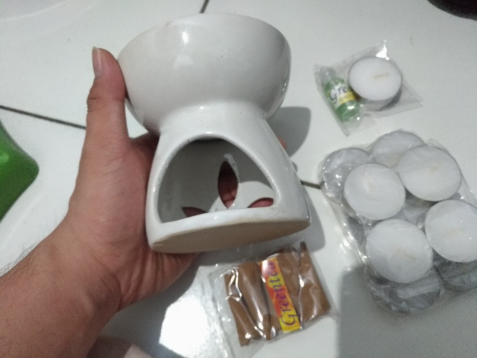 Paket Tungku Aromaterapi Jumbo Bulat Keramik Full Glasir