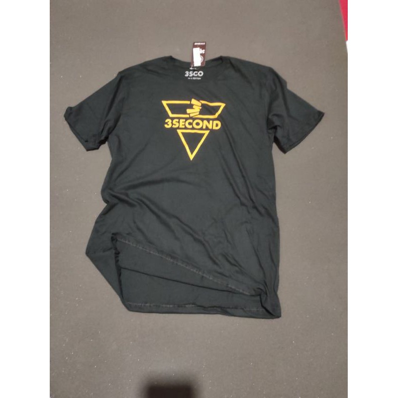 Kaos Pria 3Second Hitam Polos