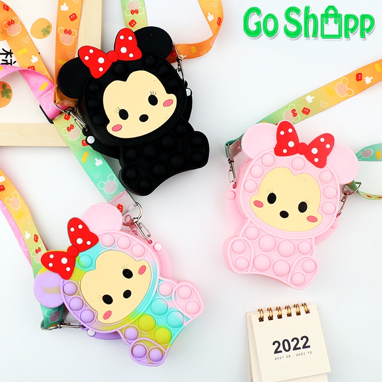 Tas Pop it Anak Karakter Lucu Import - Tas Selempang Anak Karakter Mickey Minnie Pikachu - Pop It Terbaru Import - Tas Anak Lucu Pop It Fidget Toys [JL12]